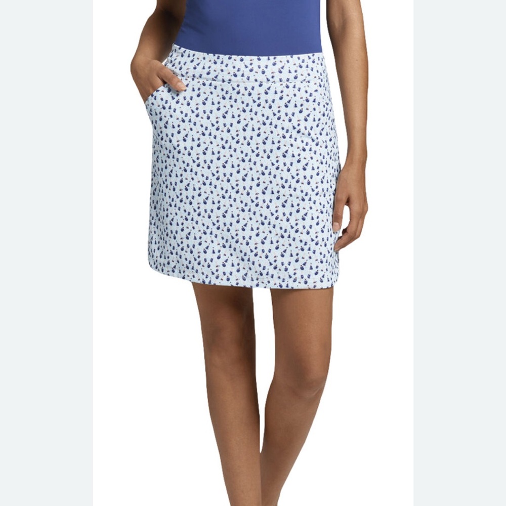 Peter Millar Performance Alice Petal Hem Blue and White Golf Skort